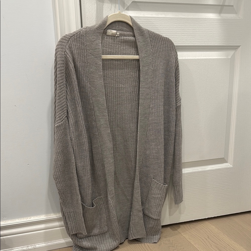 Women's Gray Open-Front Sweater